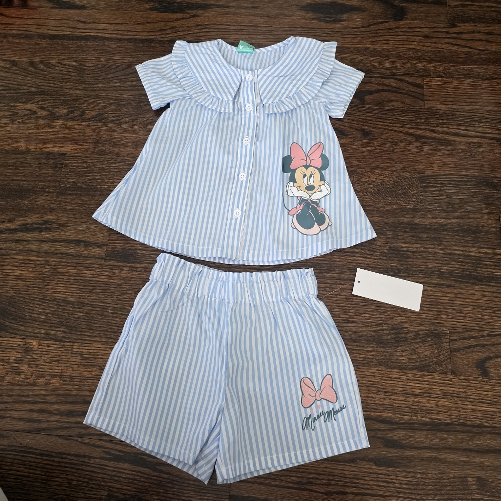 Disney Minnie Mouse Blue and White Stripe Set Size 24 M